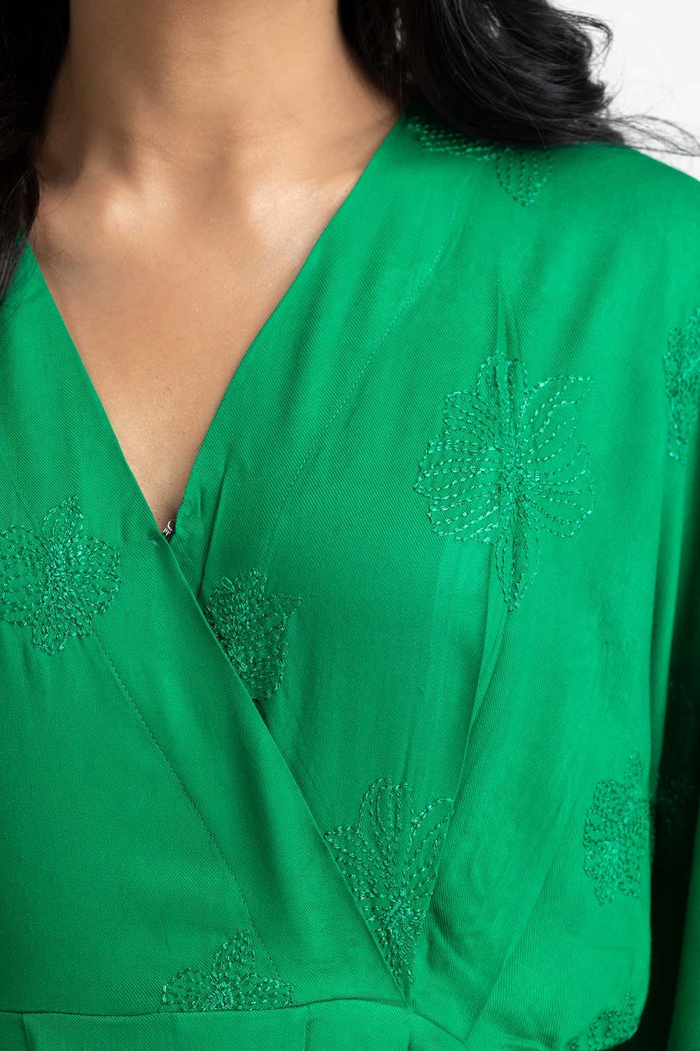 Green Viscose Top 224-217-006