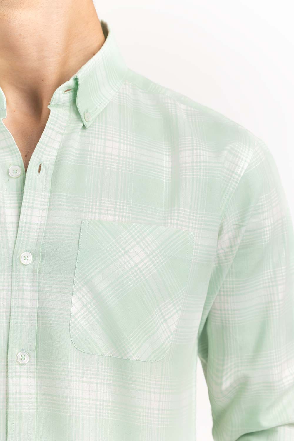Green White Checkered Casual Shirt CS-YD22-018