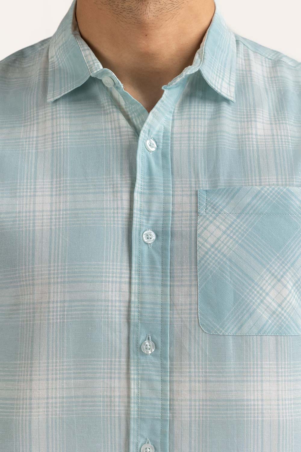 Green White Checkered Casual Shirt MN-CS-YD23-049