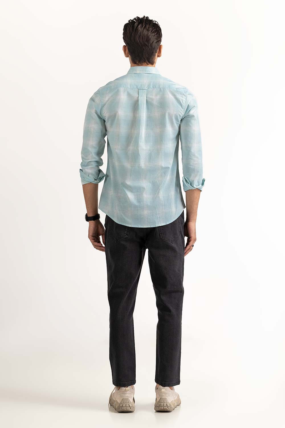 Green White Checkered Casual Shirt MN-CS-YD23-049