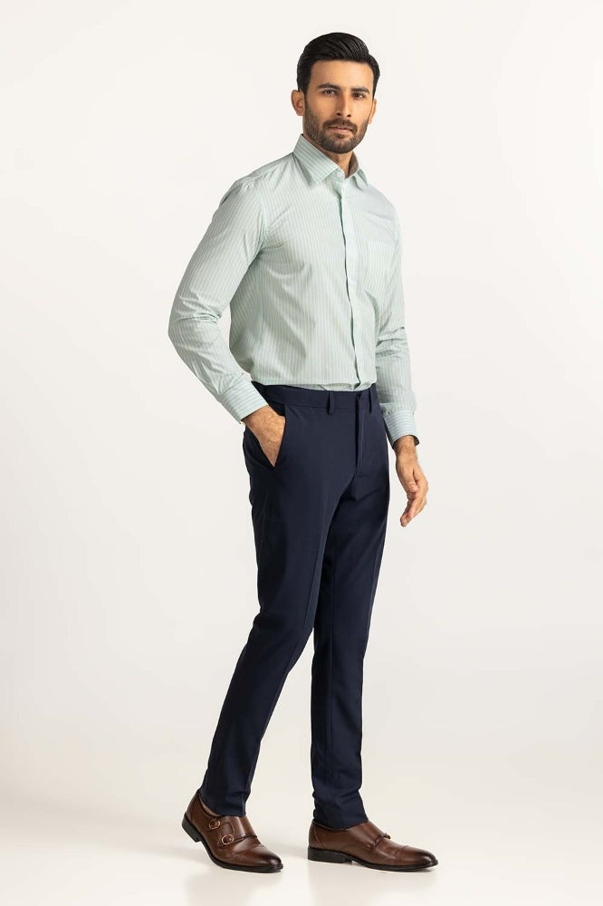 Green White Stripe Formal Shirt MN-FS-YD24-027