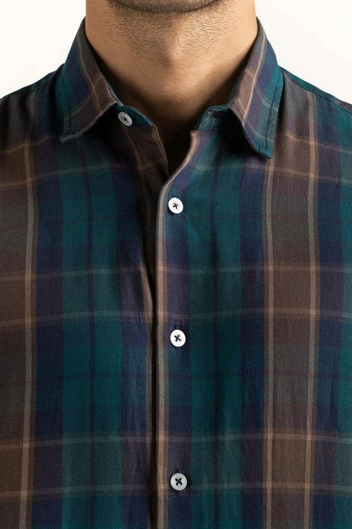 Green Yarn Dyed Checkered Casual Shirt MN-CS-YD23-003