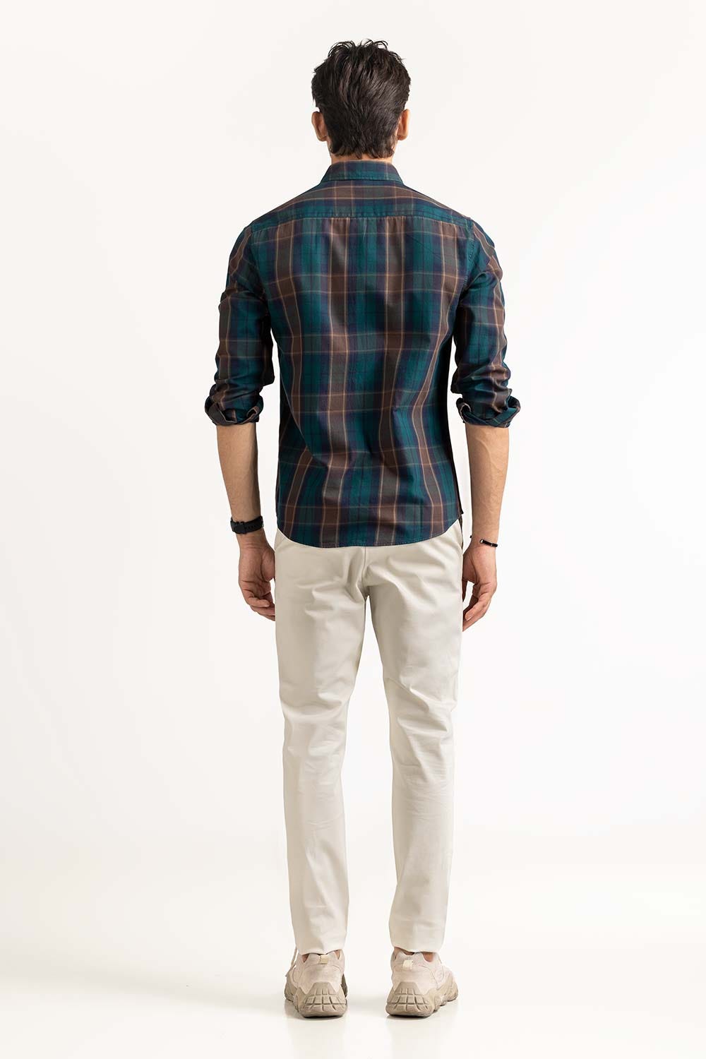 Green Yarn Dyed Checkered Casual Shirt MN-CS-YD23-003