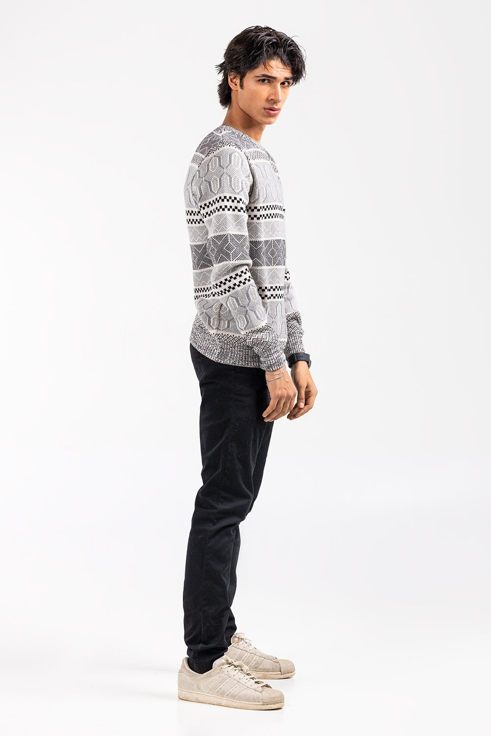 Grey-Black Fashion Sweater FS-SWT-FD-347-01