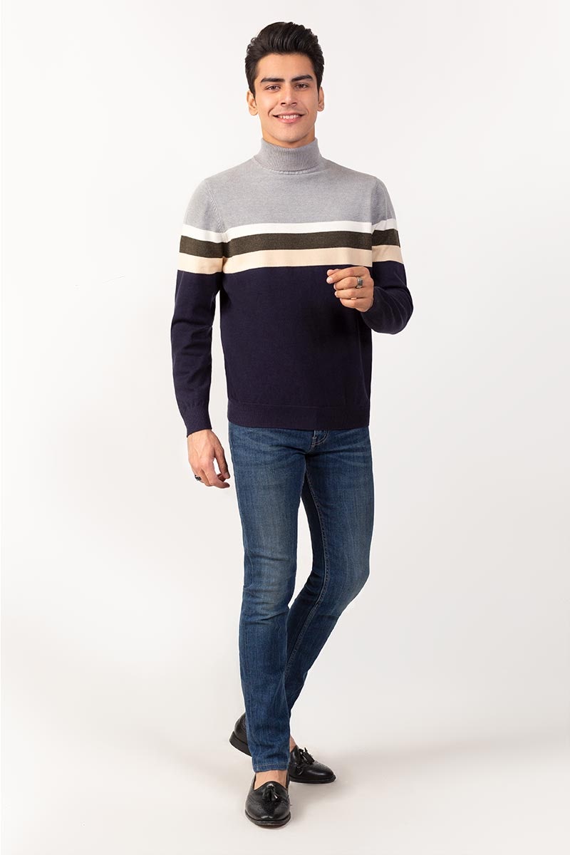 Grey-Navy Sweater FS-SWT-VPN-FD-237-01