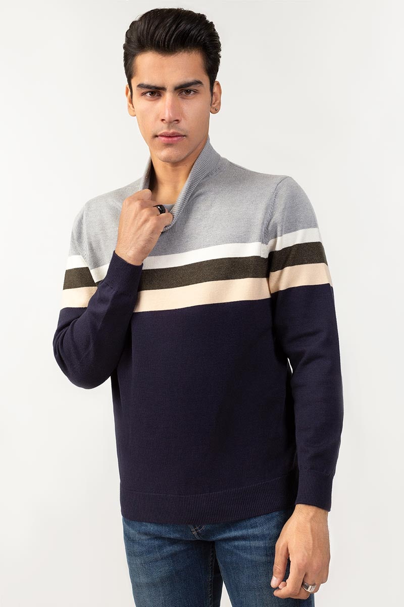 Grey-Navy Sweater FS-SWT-VPN-FD-237-01