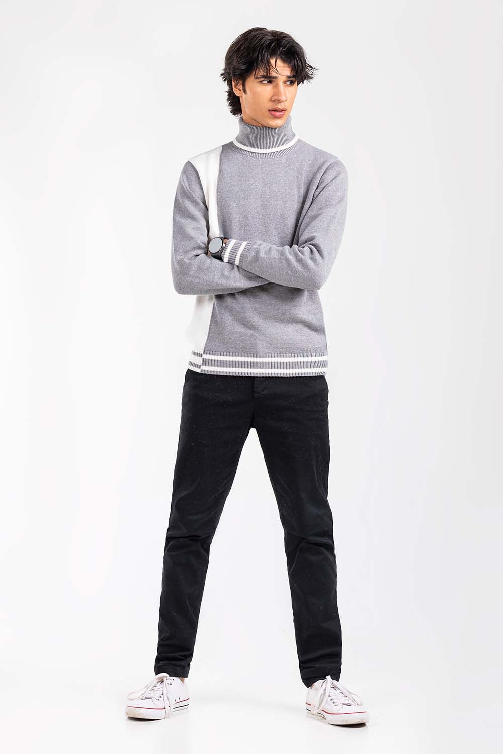 Grey-White Fashion Sweater FS-SWT-FD-392-01
