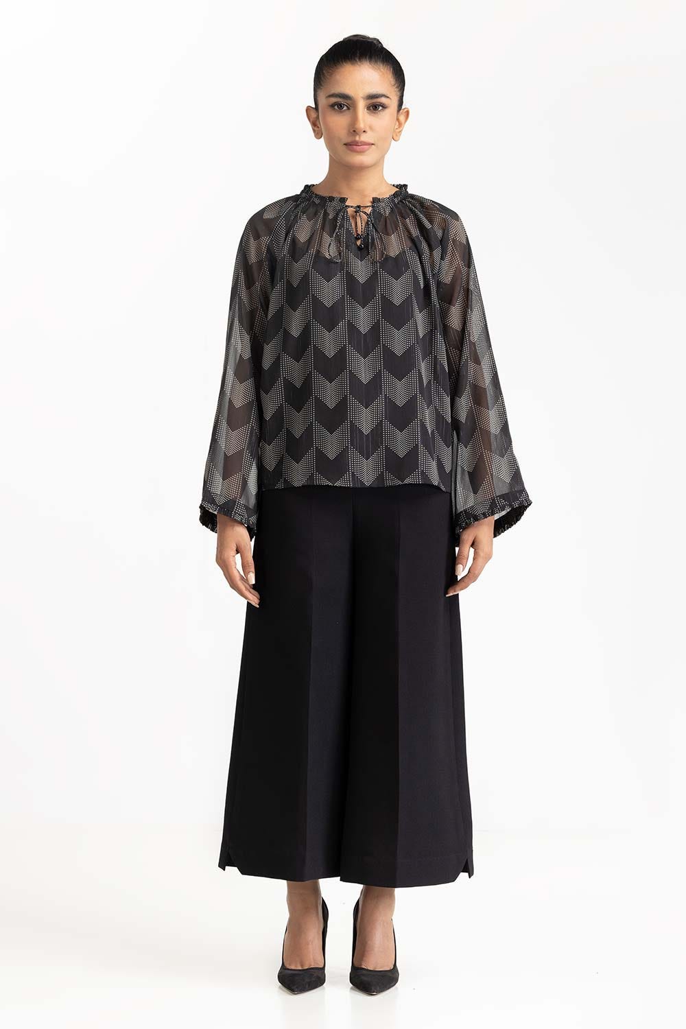 Grey and White Blended Blouse 231-217-066