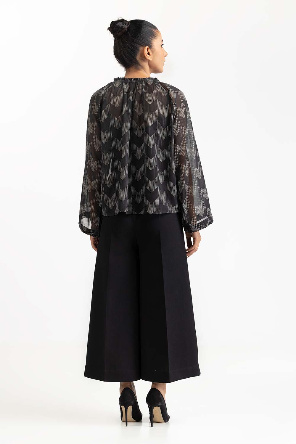 Grey and White Blended Blouse 231-217-066