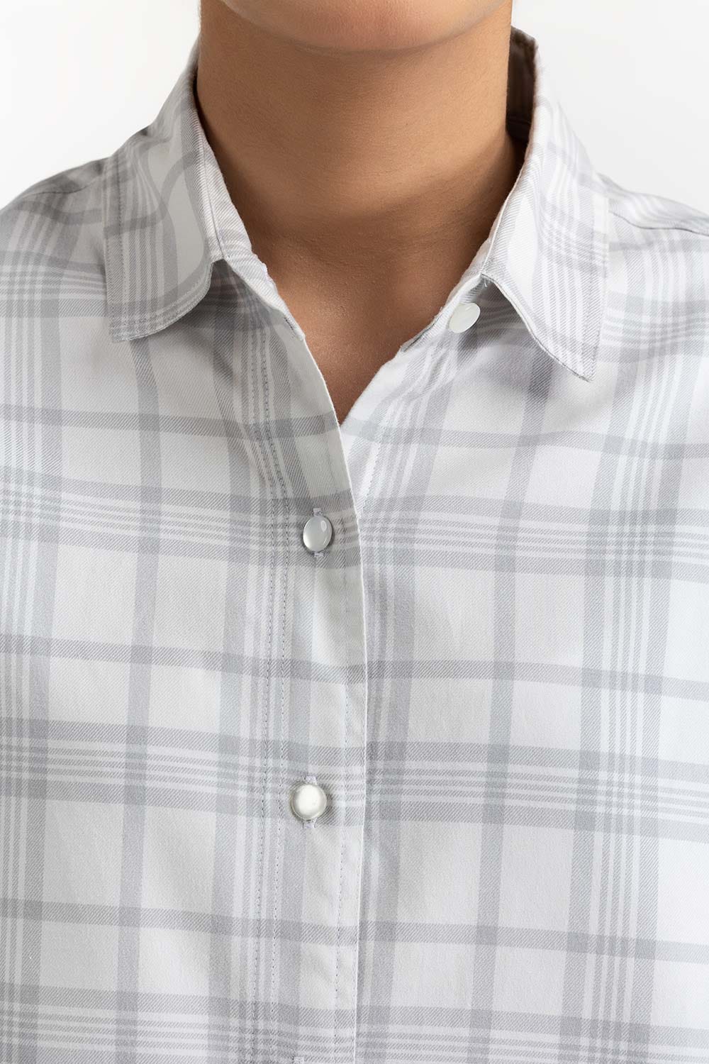 Grey and White Solid Twill Casual Shirt 224-217-028