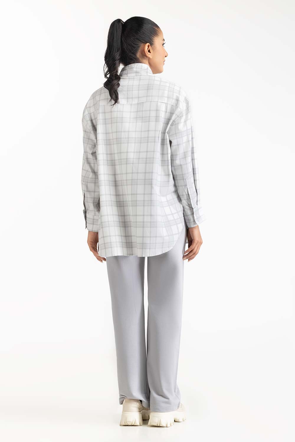 Grey and White Solid Twill Casual Shirt 224-217-028