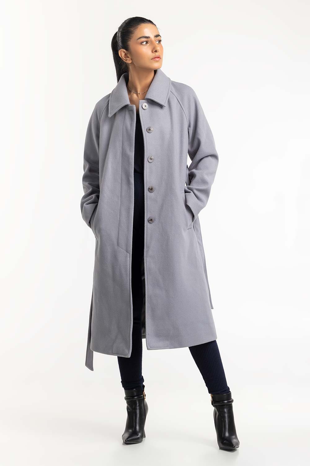 Ash Grey Long Coat 224-210-023