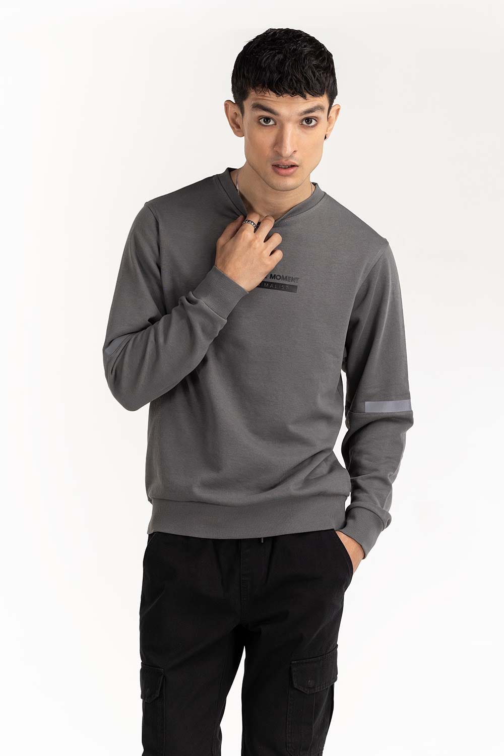 Grey Basic Mock Neck Sweat Shirt SWS-F22-060