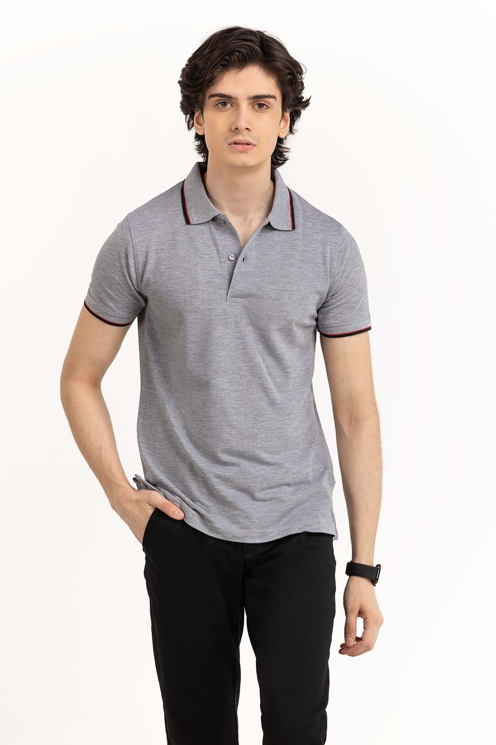 Grey Basic Polo PS-FPK23-017