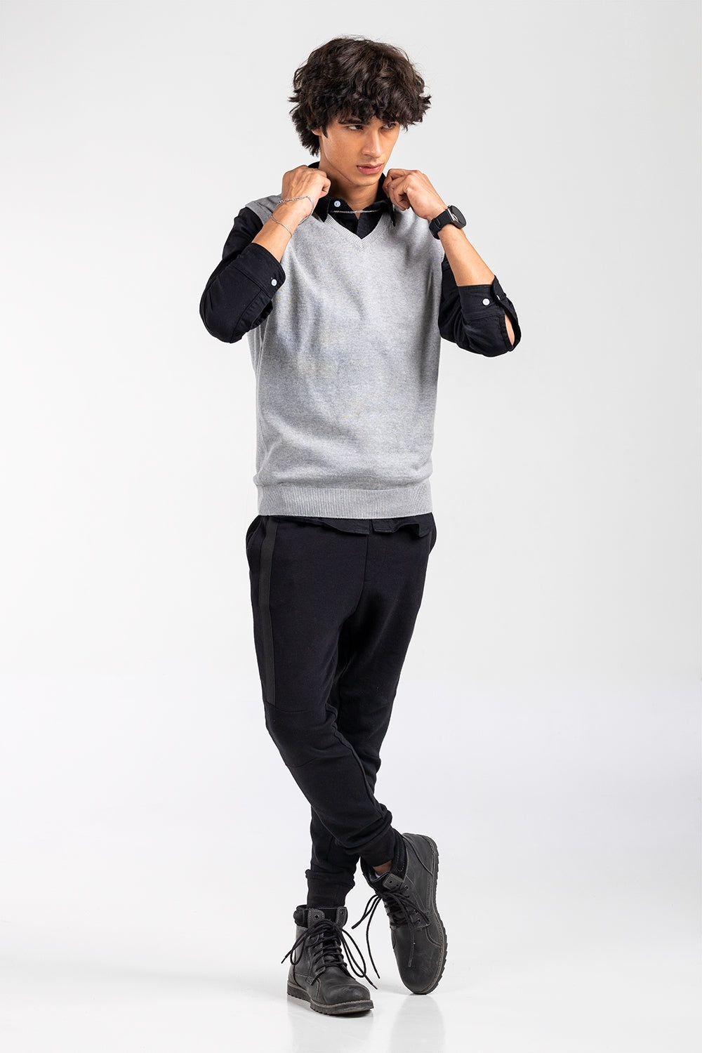 Grey Basic Sweater SL-SWT-D21-04