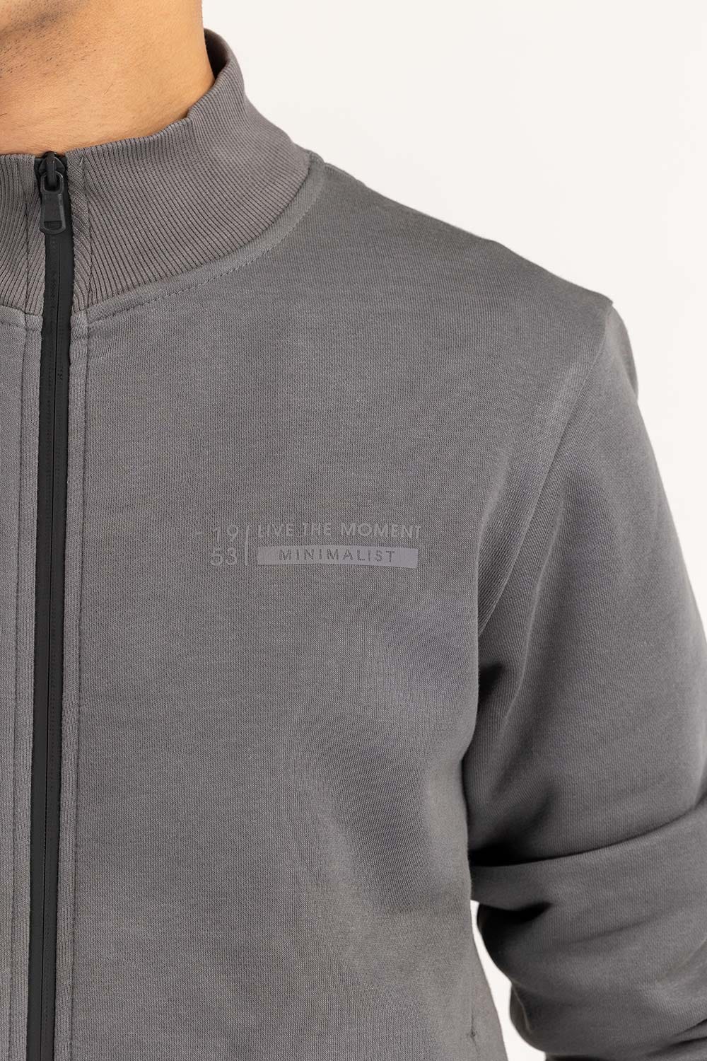 Grey Basic Track Zipper JKT-KNTMNZ22-055