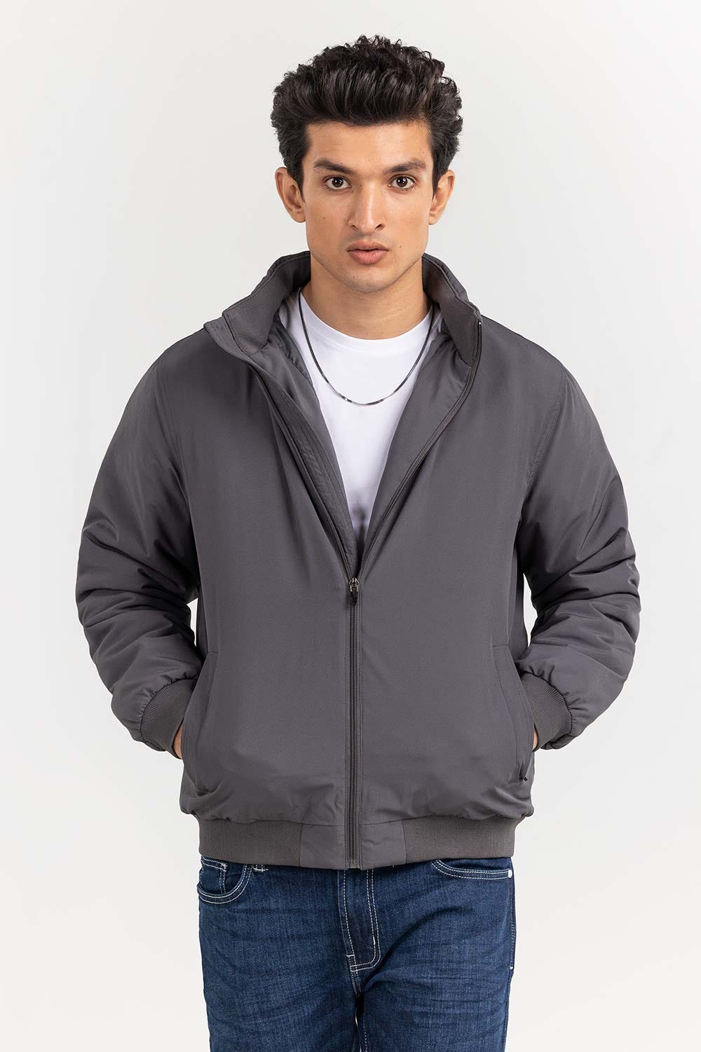 Grey Bomber Jacket JKT-WOV22-029