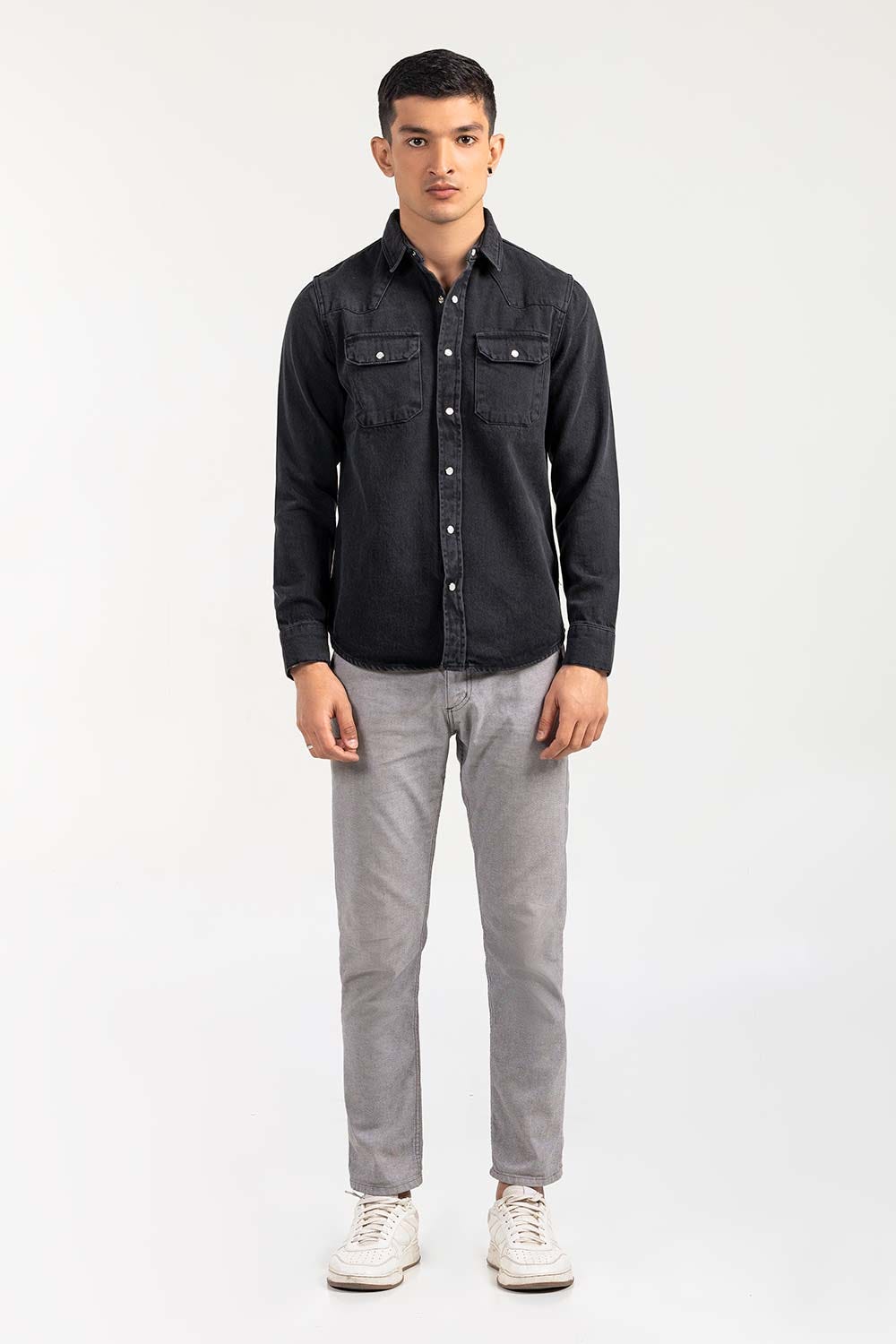 Grey  Casual Shirt Denim M-DNM-S-001 CS