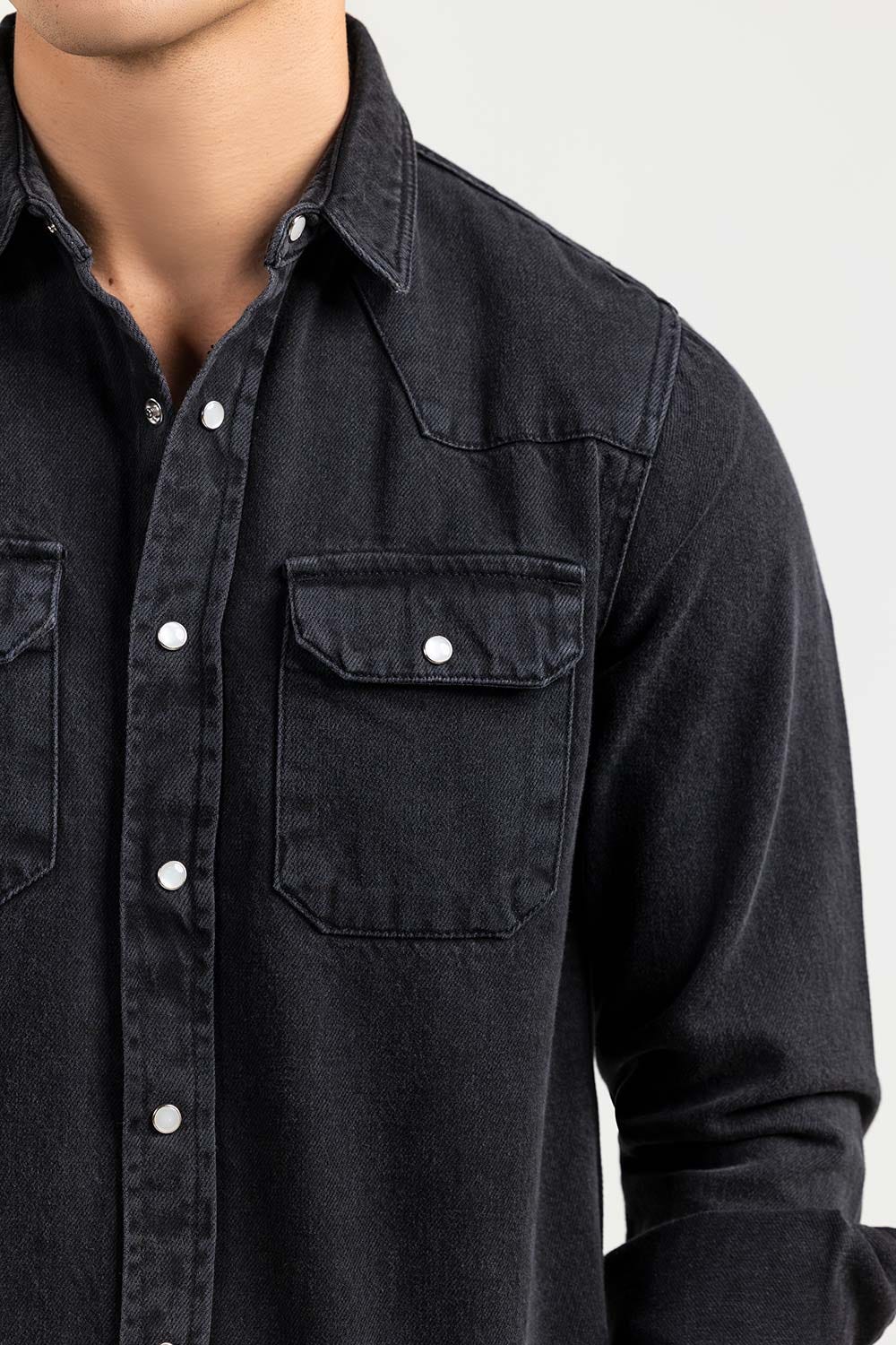 Grey  Casual Shirt Denim M-DNM-S-001 CS