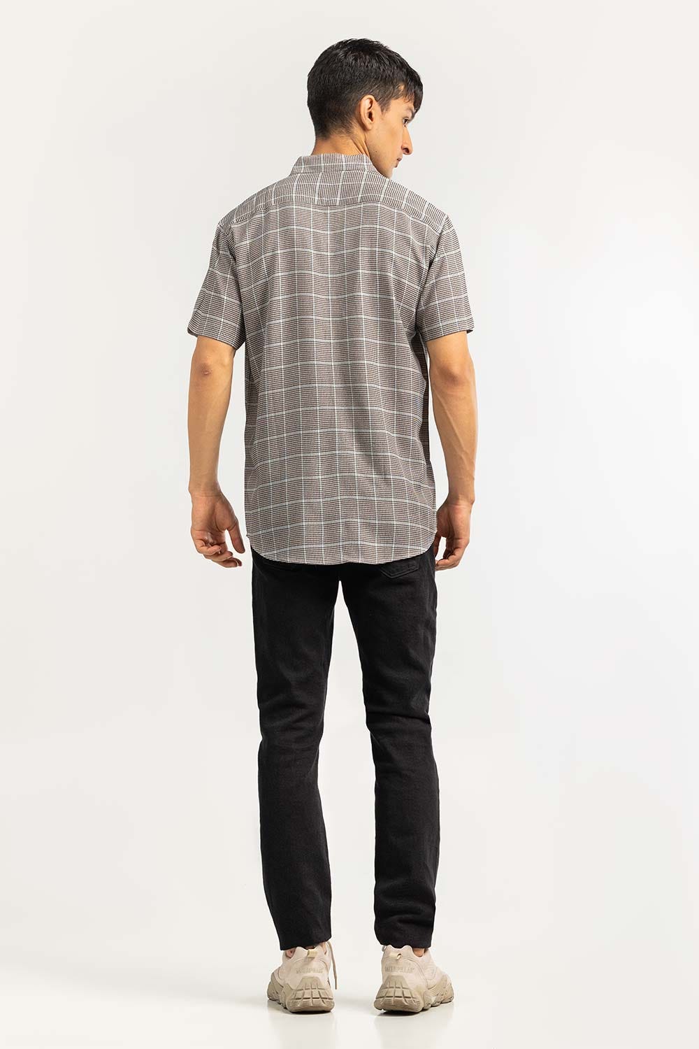 Grey Checkered Casual Shirt HSS-YD22-005