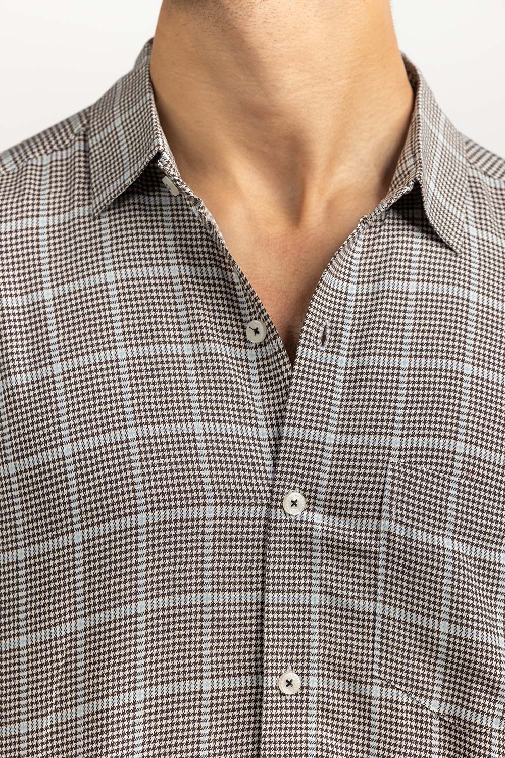 Grey Checkered Casual Shirt HSS-YD22-005