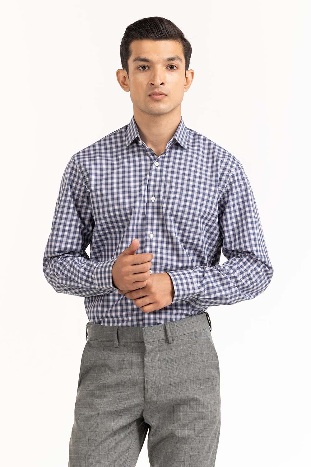 Grey Checkered Yarn Dyed Formal Shirt FS-YD23-001