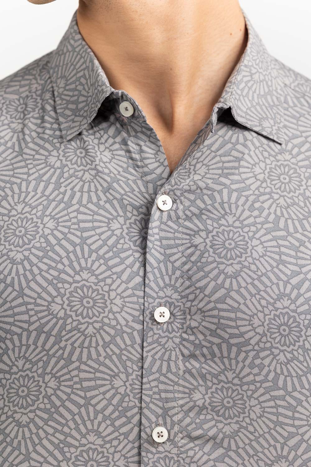 Grey Dobby Casual Shirt HSS-YD22-008