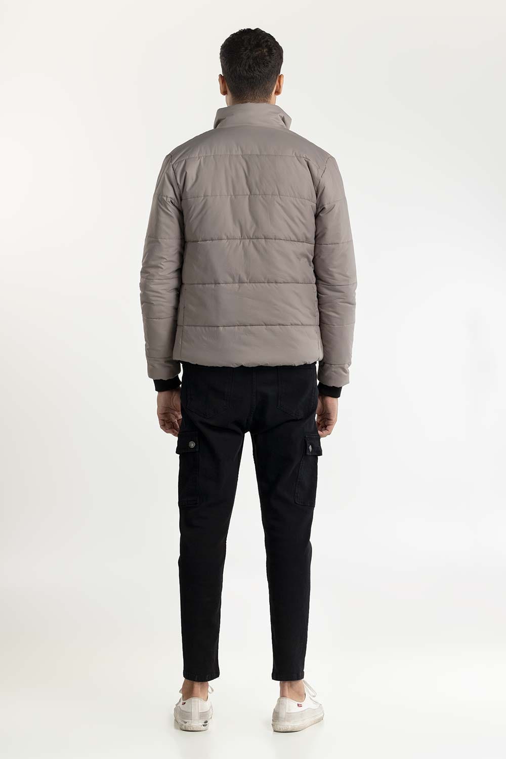 Grey High Neck Puffer Jacket 224-110-047