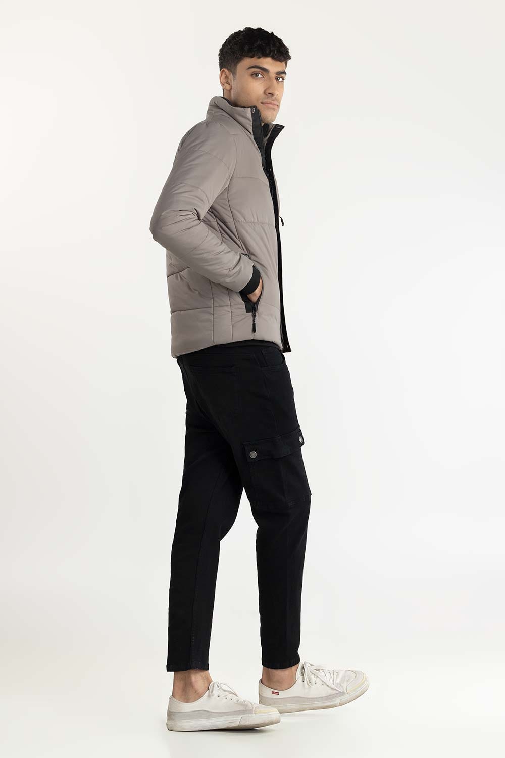 Grey High Neck Puffer Jacket 224-110-047