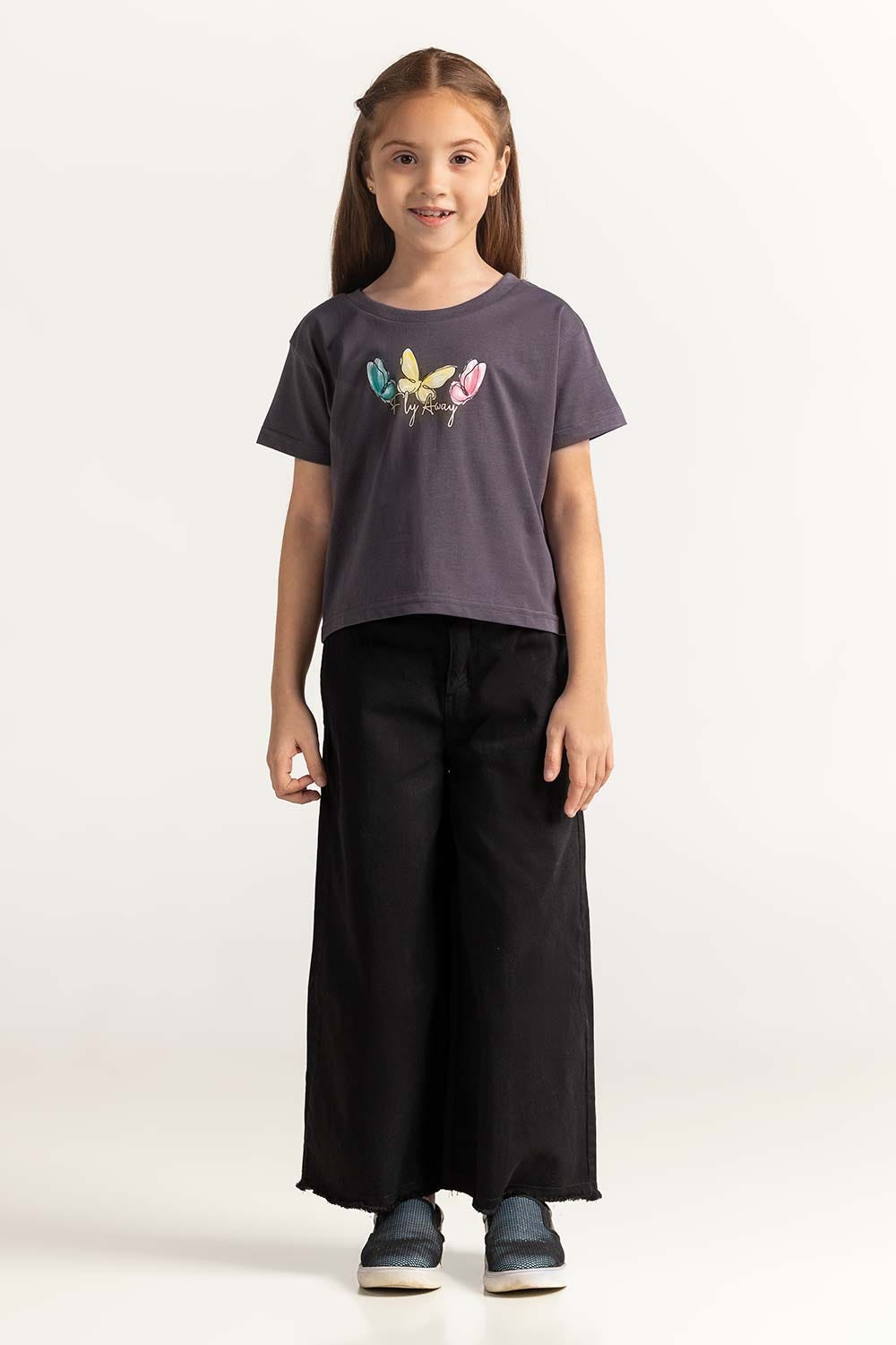 Grey Junior Girl Knit Printed Tee JG-TS-SS24-008