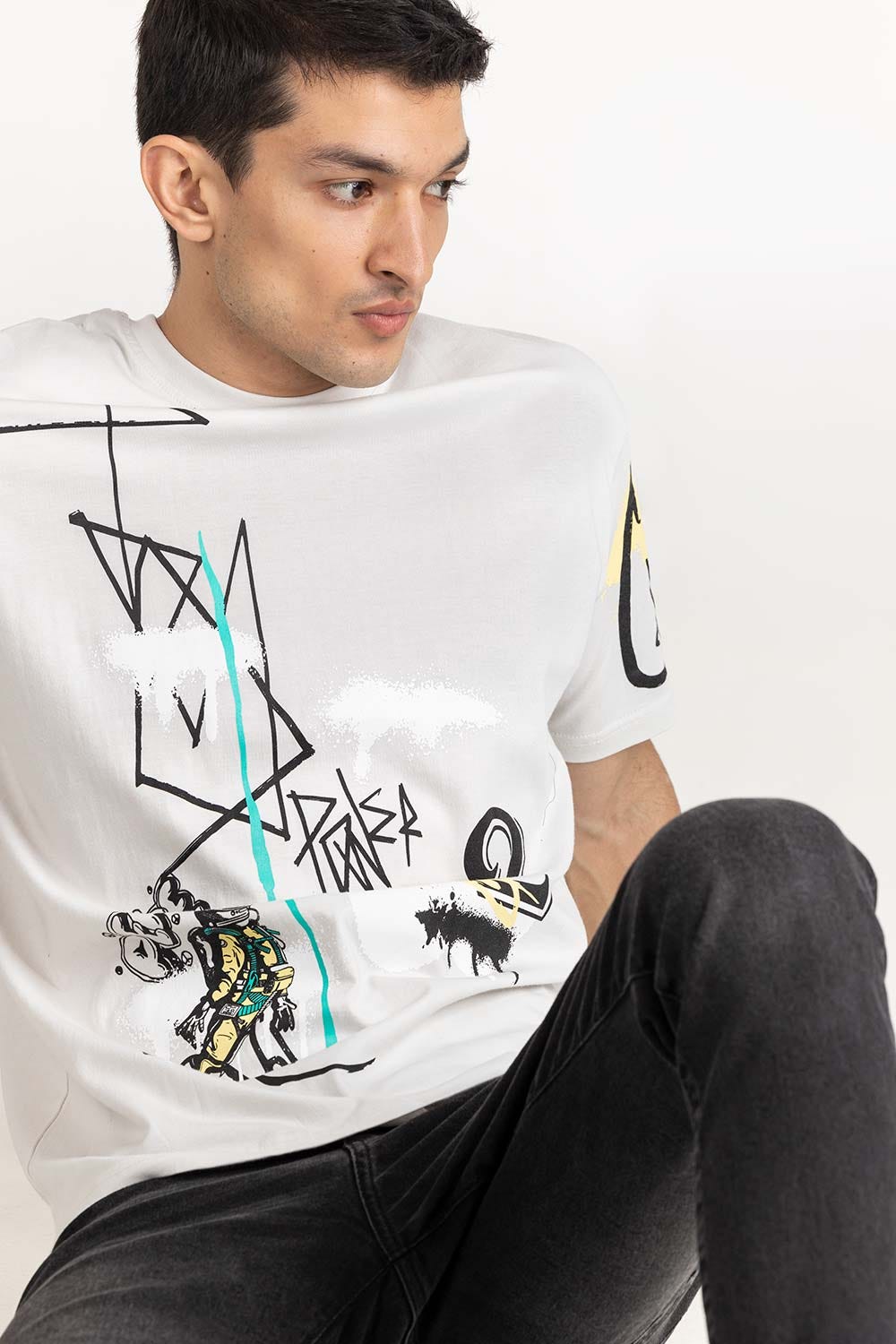 Grey Knit Regular T-shirt 224-113-020