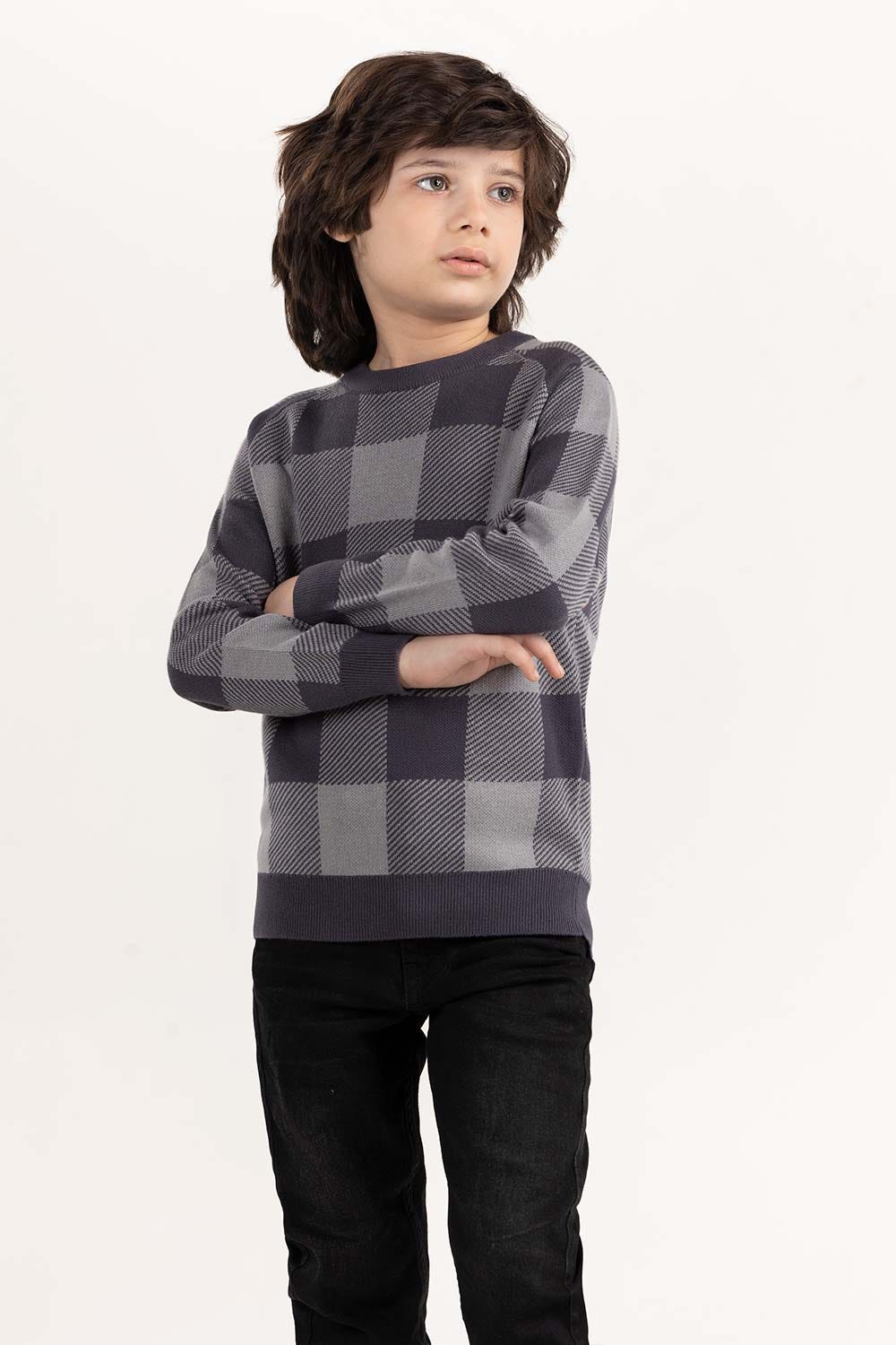 Junior Boy Grey Knit Sweater 224-311-002