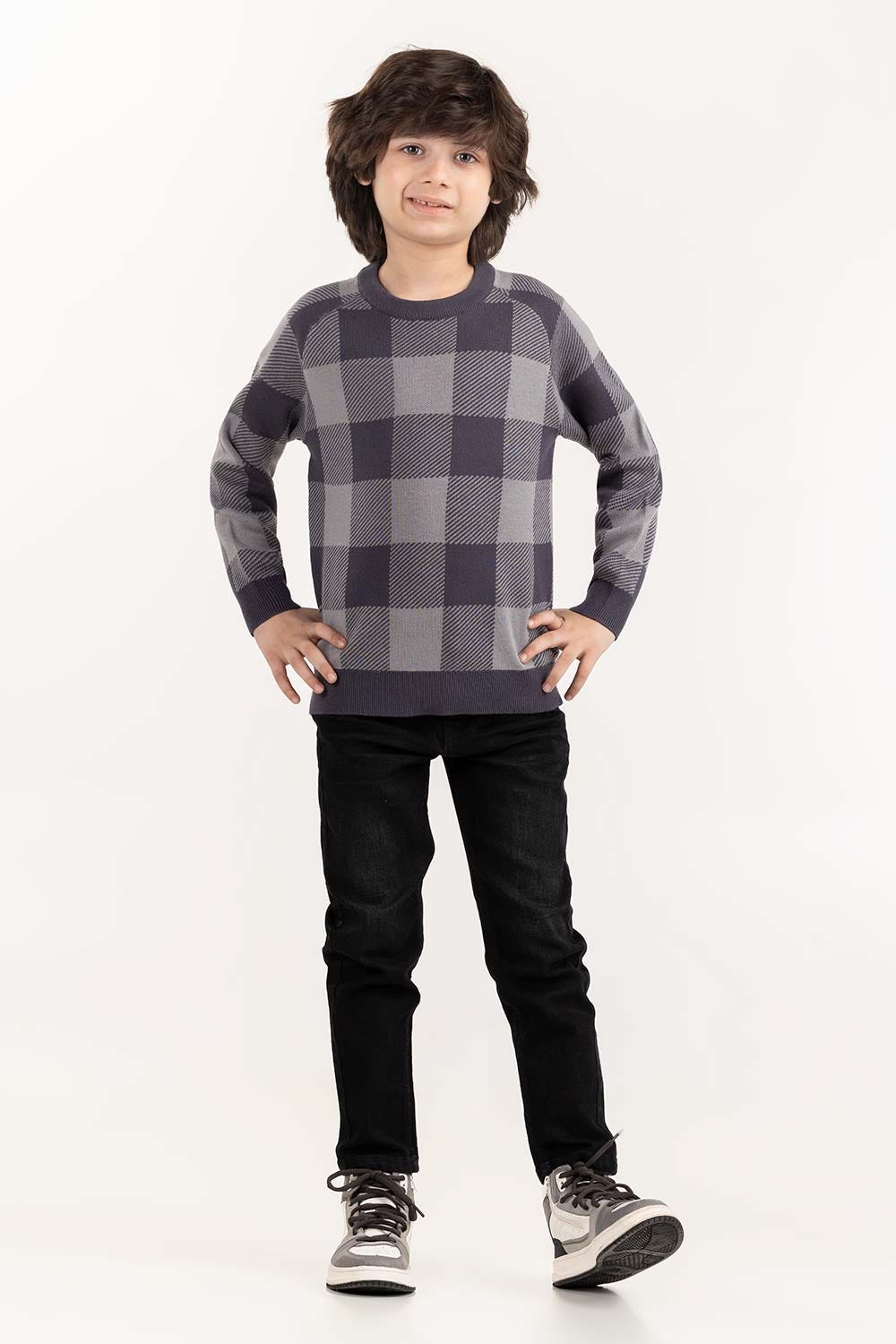 Junior Boy Grey Knit Sweater 224-311-002