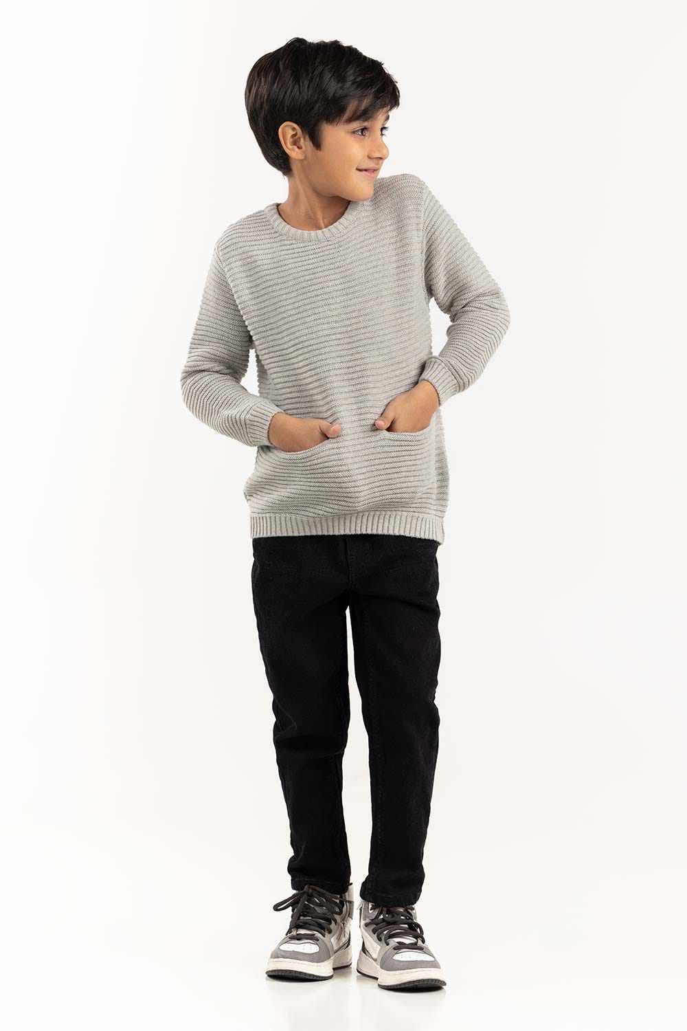 Toddler Boy Grey Knit Sweater 224-511-024