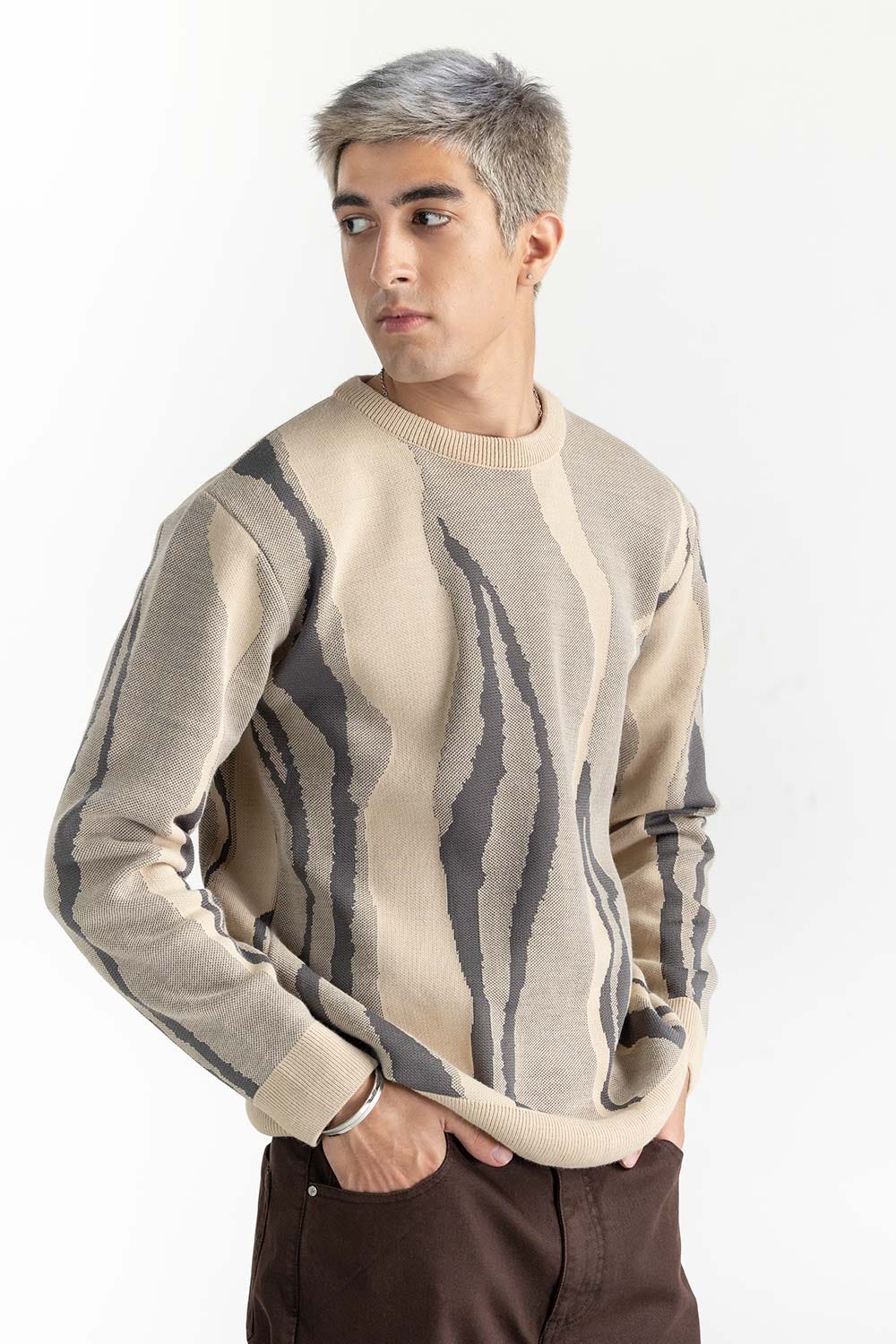 Grey Knitted Sweater 224-111-079