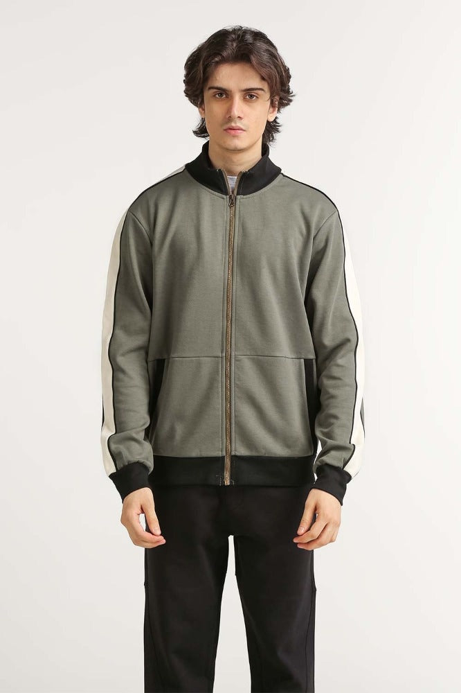 Grey Knitted Zipper MN-KNZ-WS23-008