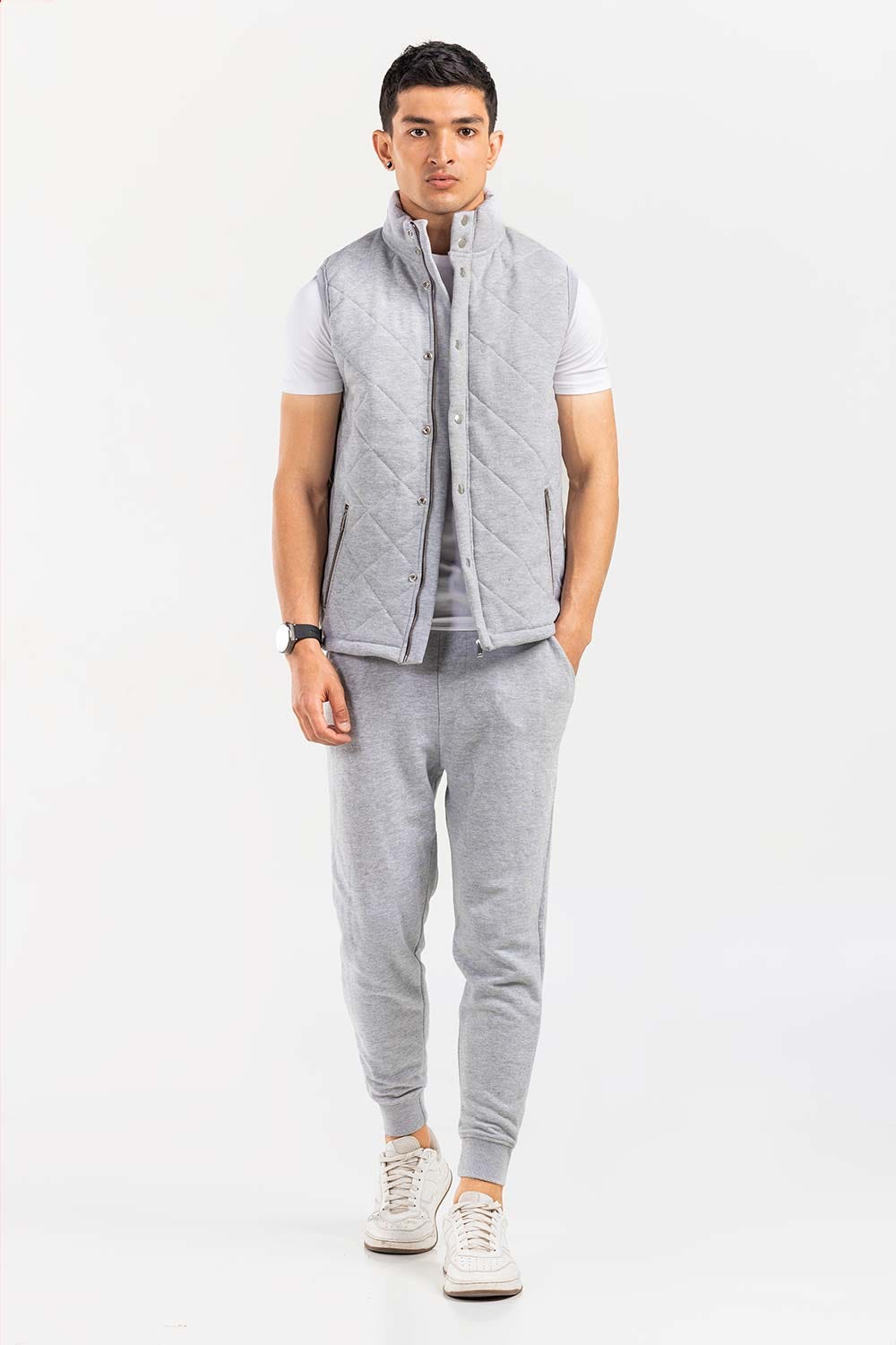 Grey Mock Neck Vest Jacket JKT-MNV-D27-02