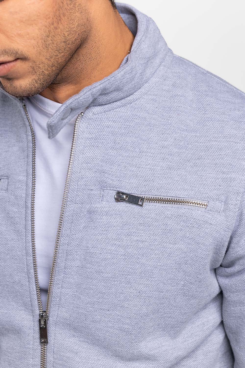 Grey Mock Neck Zipper Jacket JKT-MNZ-78-03