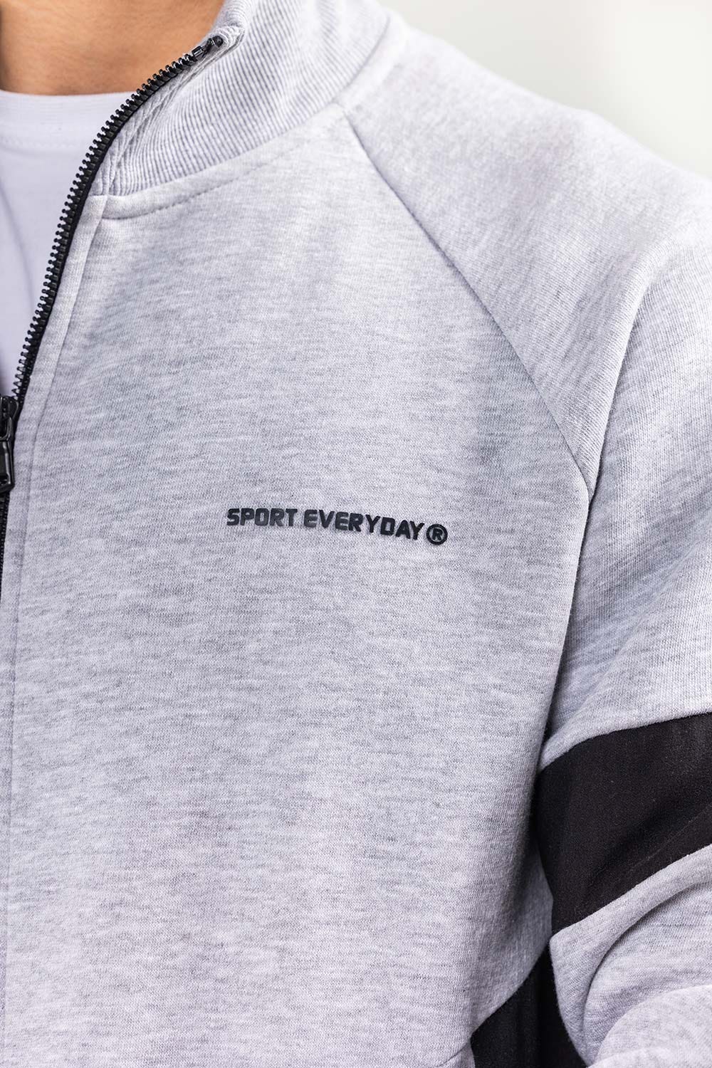 Grey Mock Neck Zipper JKT-MNZ-77-02