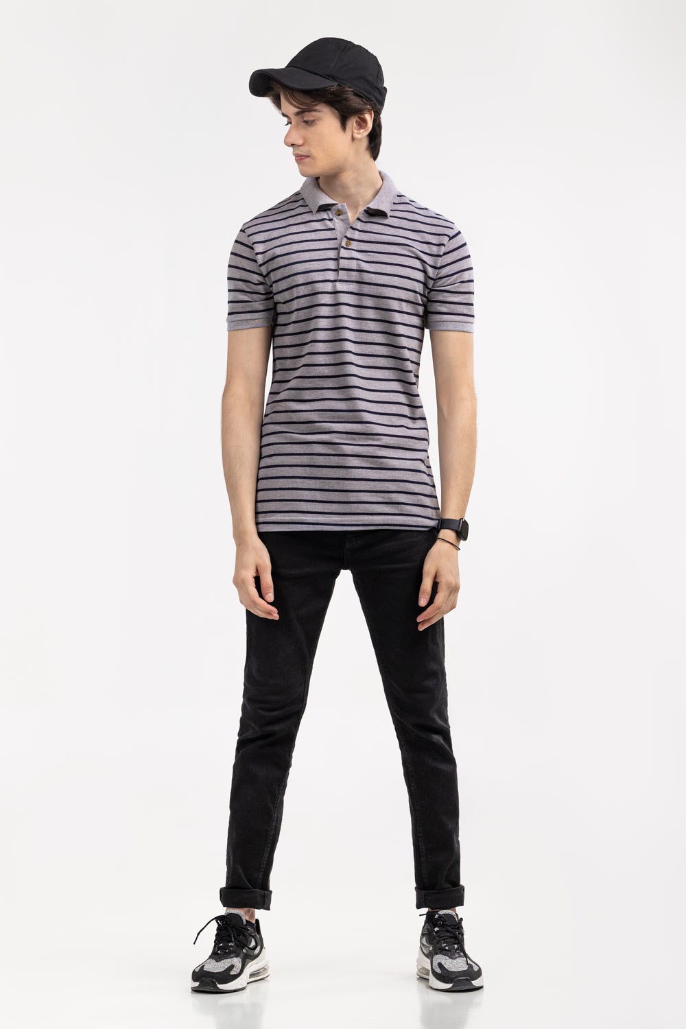 Grey Navy Sport Polo PKP-YD-D72