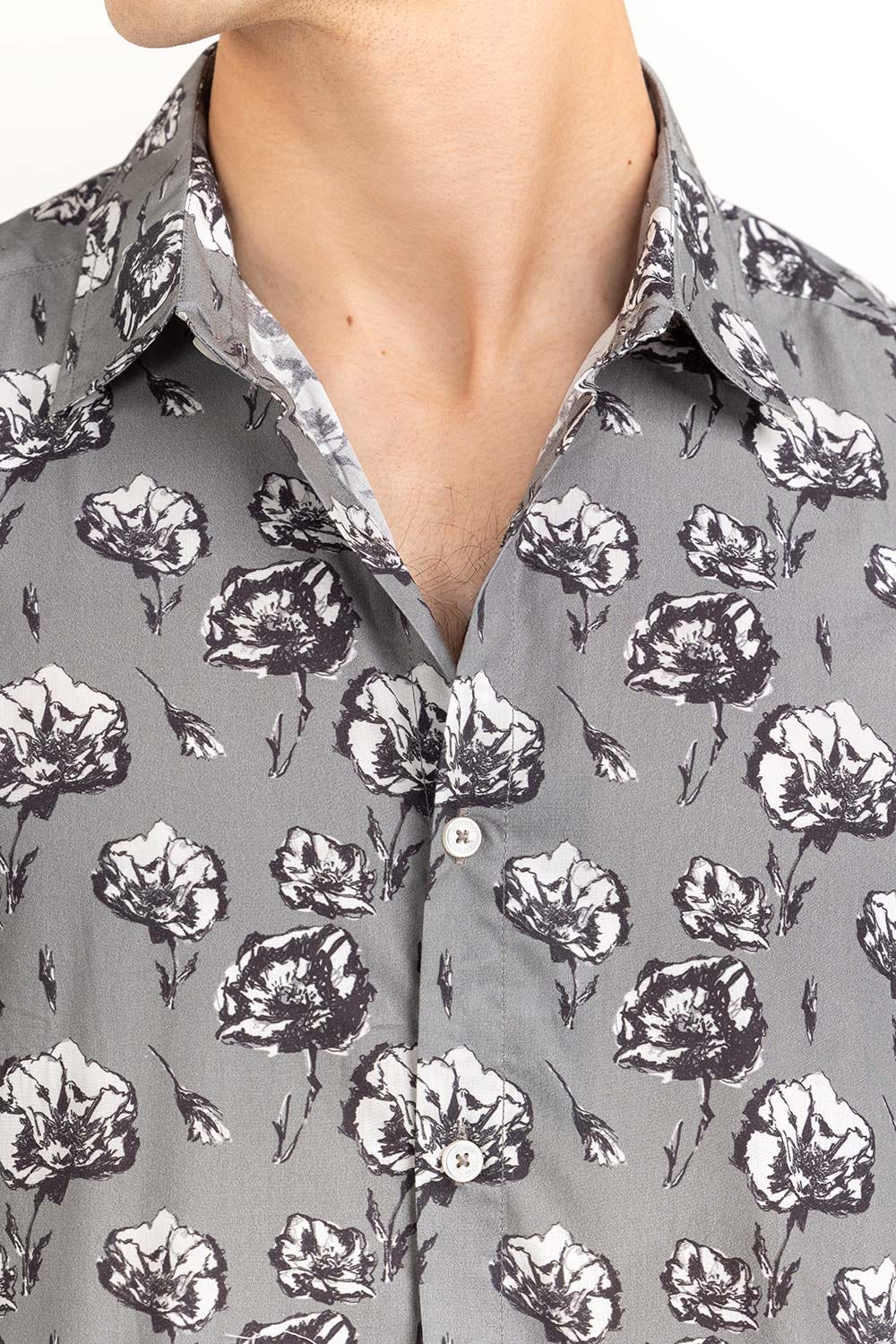 Grey Printed Casual Shirt CS-PRT22-010