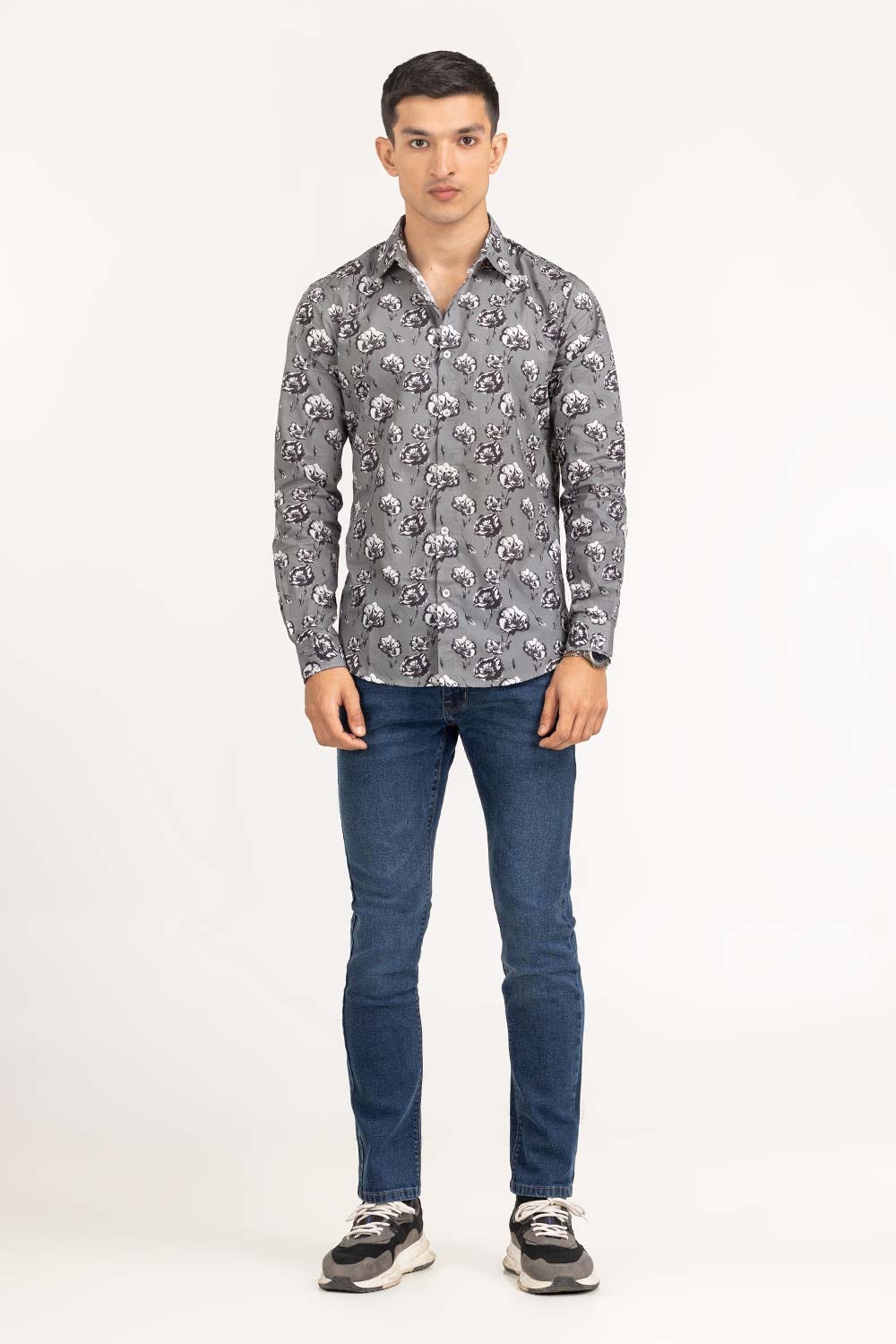 Grey Printed Casual Shirt CS-PRT22-010