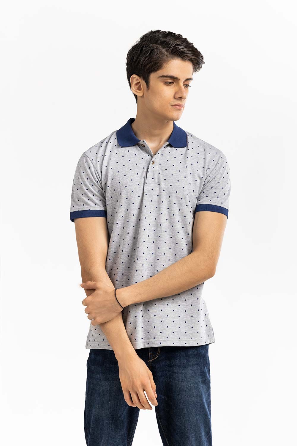 Grey Printed Polo PKP-PRINT-D09
