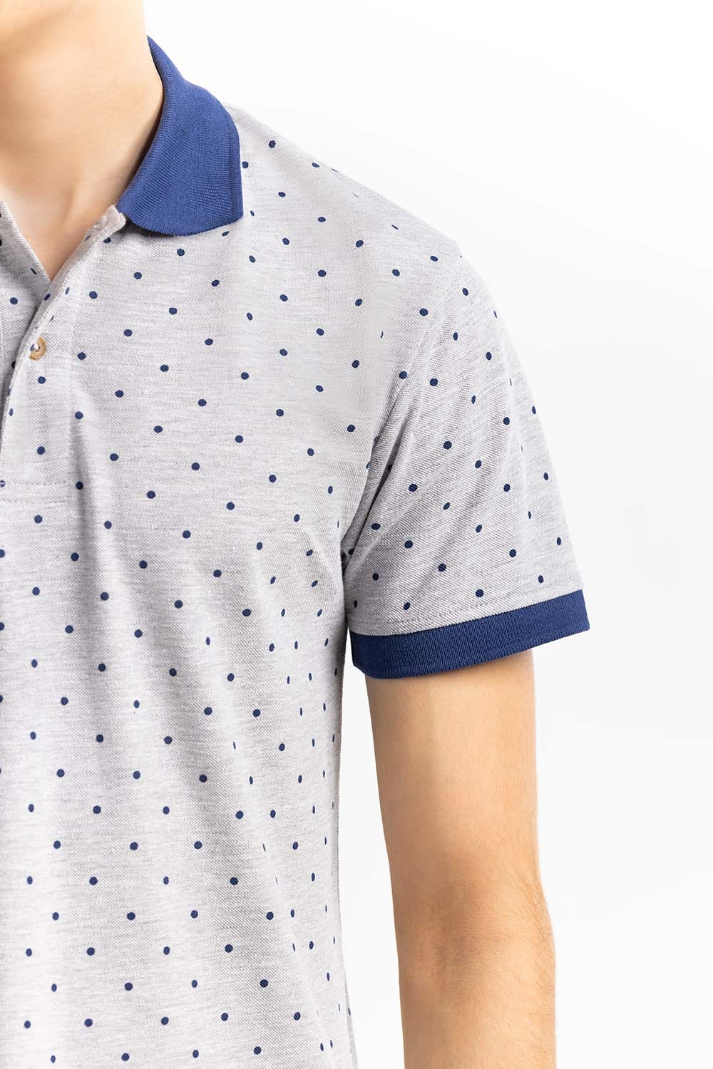 Grey Printed Polo PKP-PRINT-D09