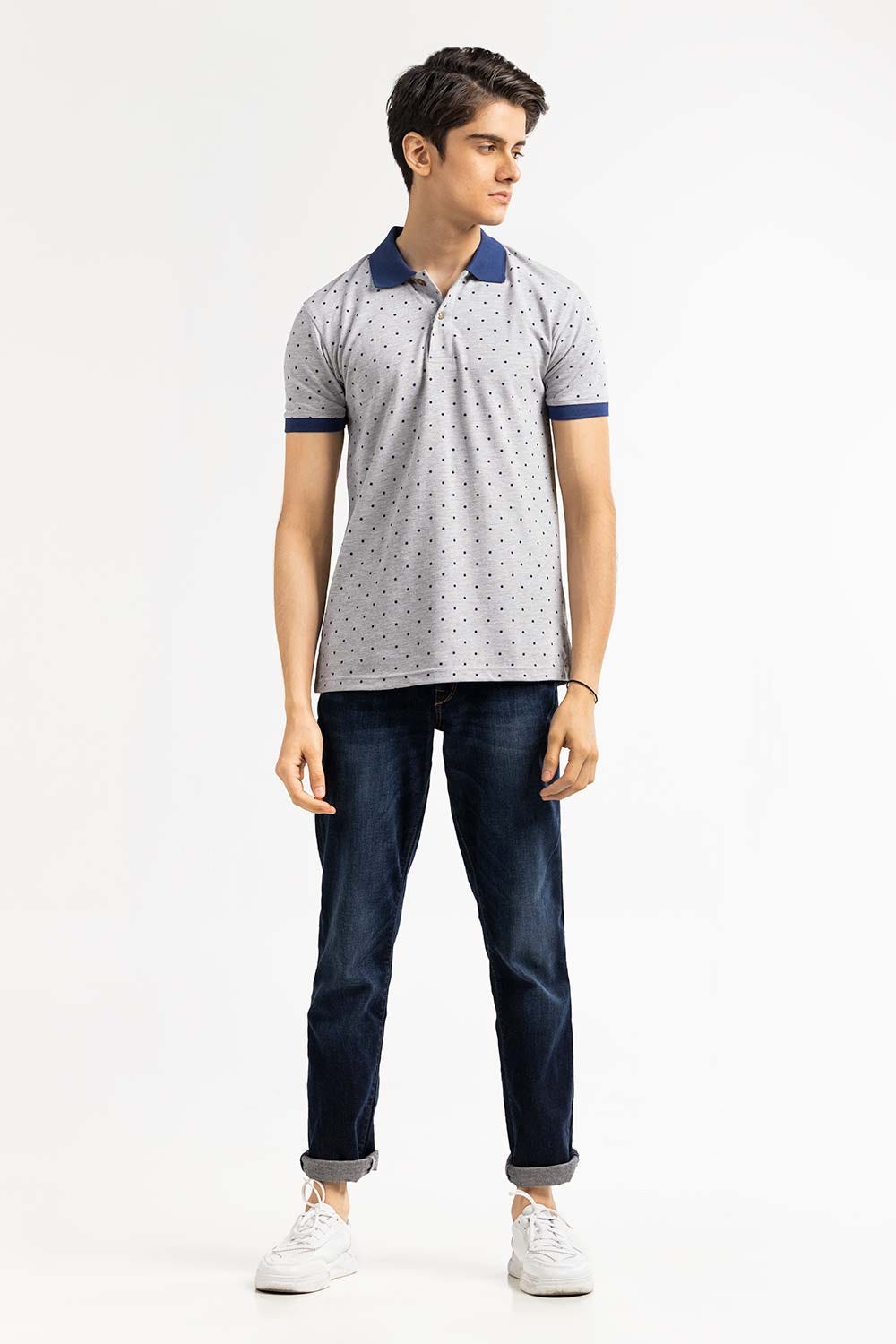 Grey Printed Polo PKP-PRINT-D09