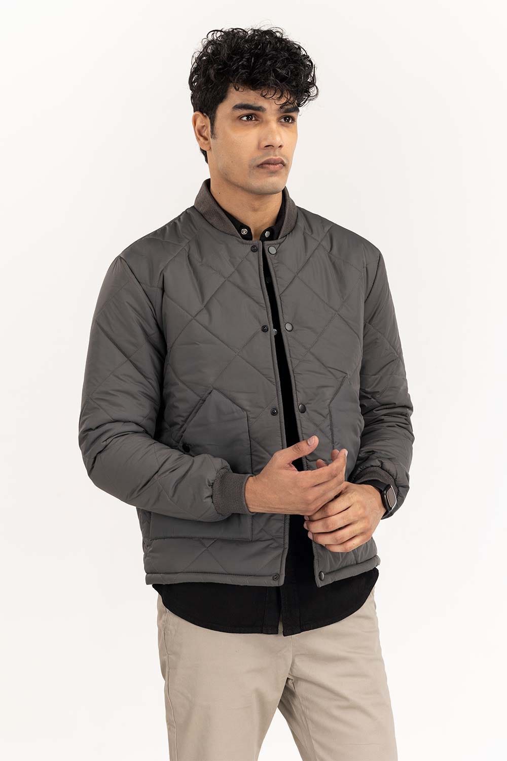 Grey Quilted Jacket JKT-WOV22-011