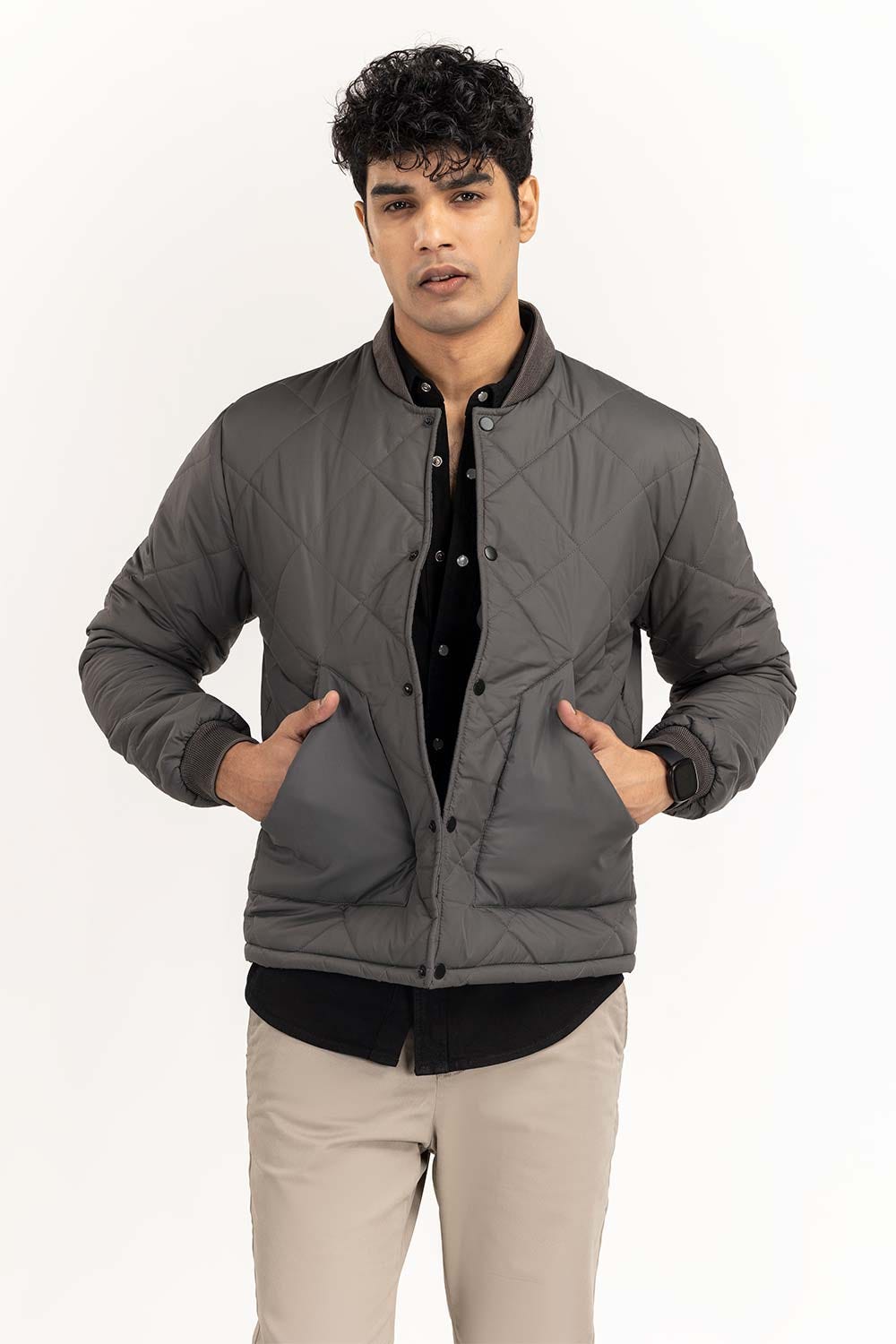 Grey Quilted Jacket JKT-WOV22-011