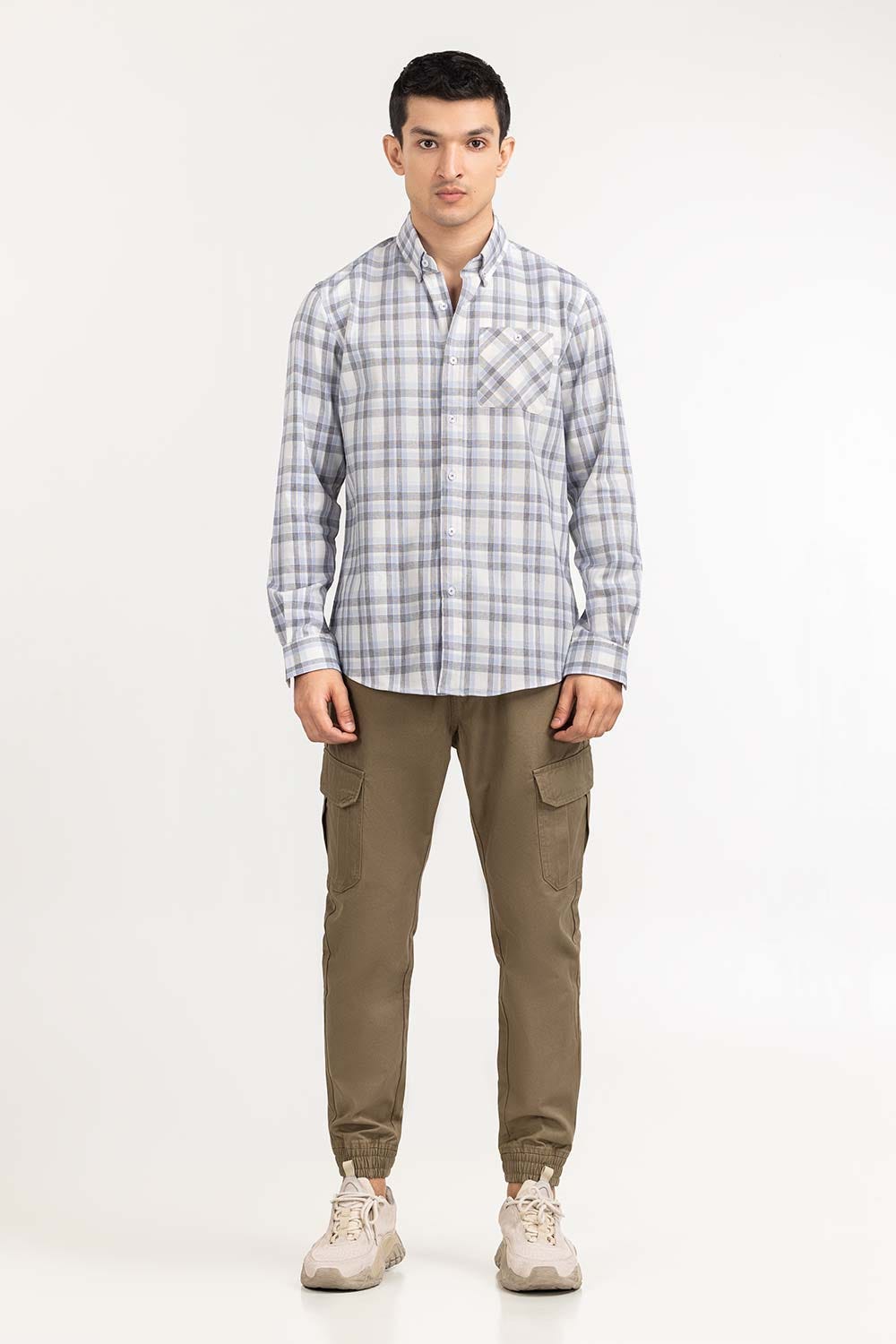 Grey Sky Checkered Casual Shirt CS-YD22-024