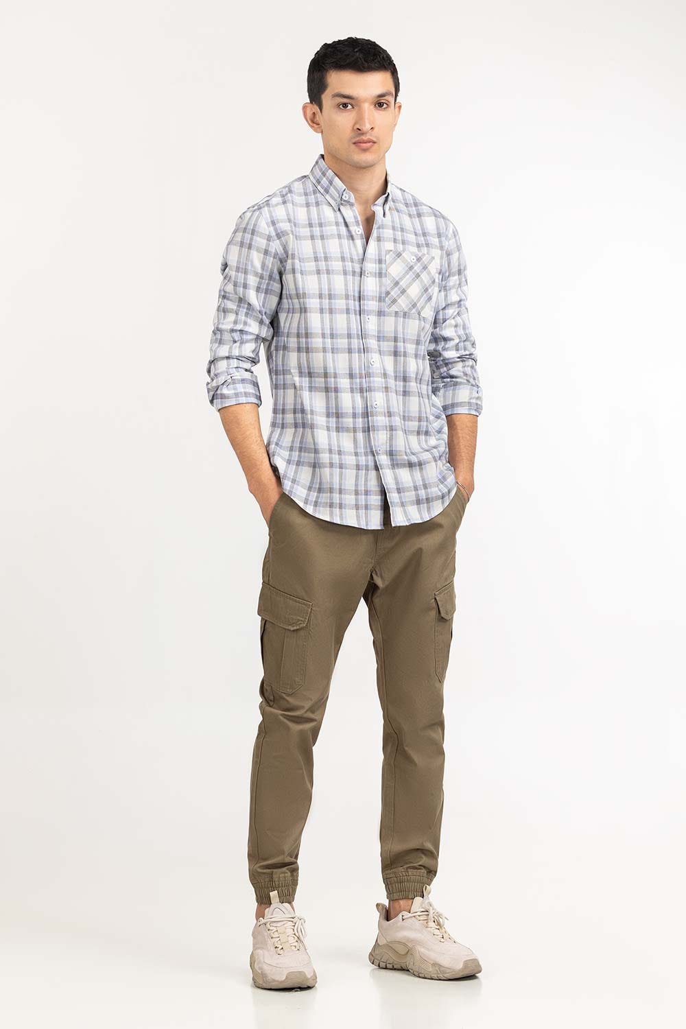 Grey Sky Checkered Casual Shirt CS-YD22-024