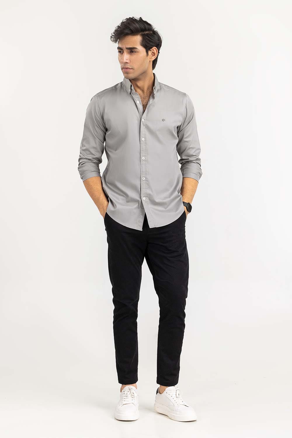 Grey Solid Casual Shirt CS-PD22-012